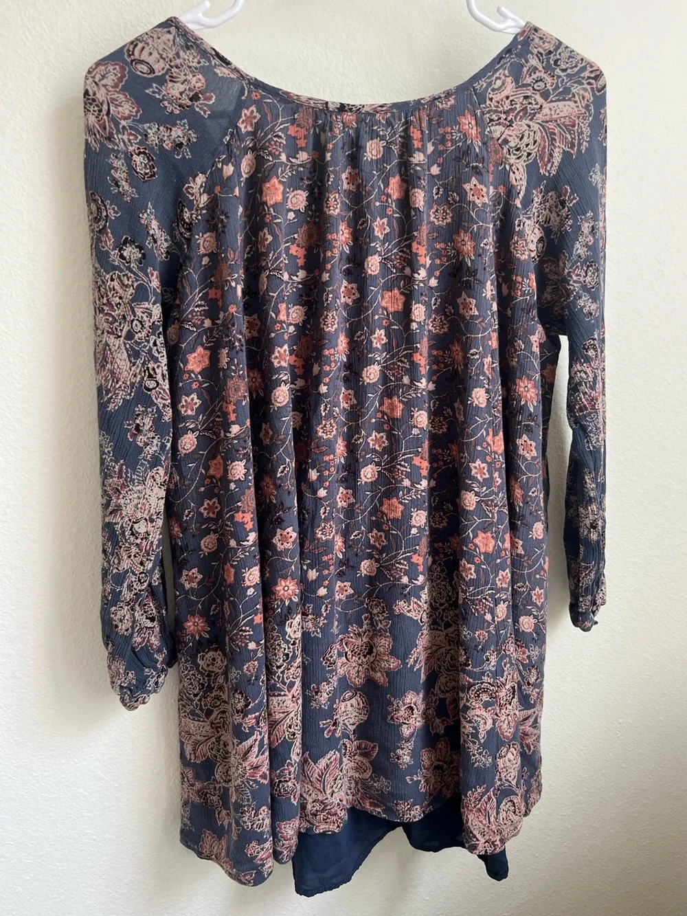 Free People Navy Floral Peasant Tunic